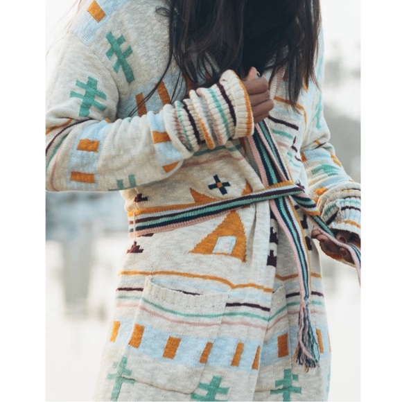 Faherty X B Yellowtail Paloma Duster Sweater Coat Hoodie Western Bohemian Small - Picture 9 of 17